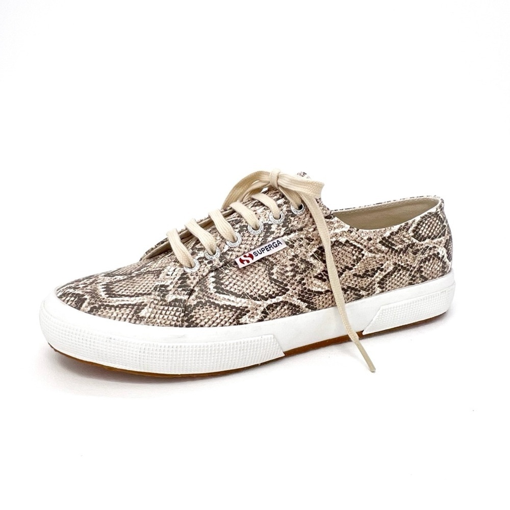 Superga 2750 Snake Print Low-Top Sneakers in Beige and Brown - Picture 3 of 13